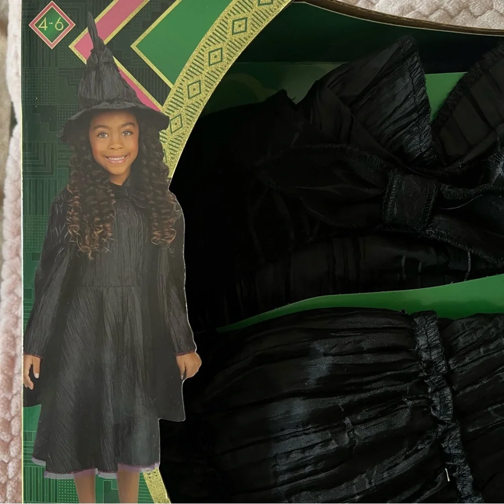 Wicked Elphaba Witch Costume dress for Kids NEW - Black dress cape hat